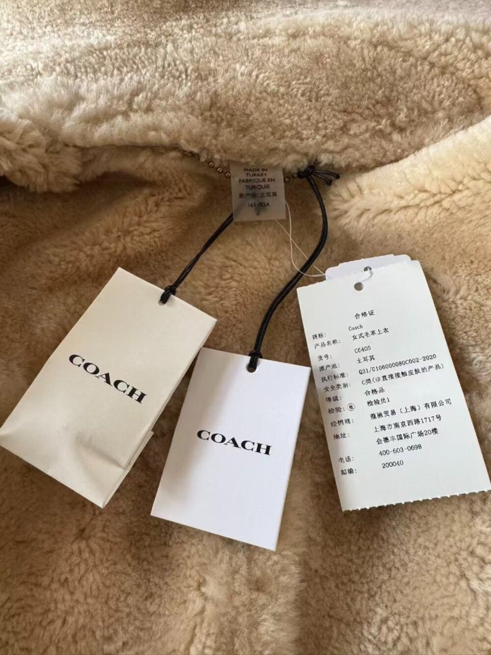 NWT 100% Authentic Coach Shearling Lamb Coat, Sz S - Picture 5 of 13